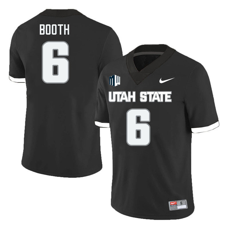 Utah State Aggies #6 Davon Booth College Football Jerseys Stitched Sale-Black
